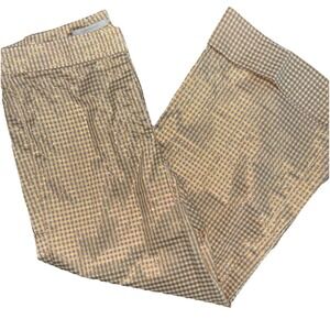 L'Autre Chose Italy M Metallic Gold Gingham Seersucker Cuffed‎ Wide Leg Pants